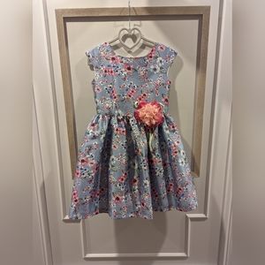 Pastourelle by Pippa & Julie Girls Size 5 Blue and Pink Floral Dress